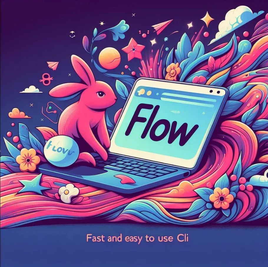 A rabbit in front of computer on a flow of pink lines