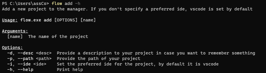 Running the add command